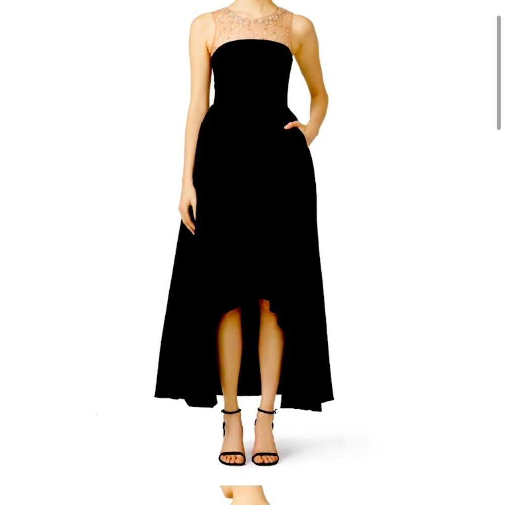 Marchesa Notte 4 embellished gold black cream tan dress
